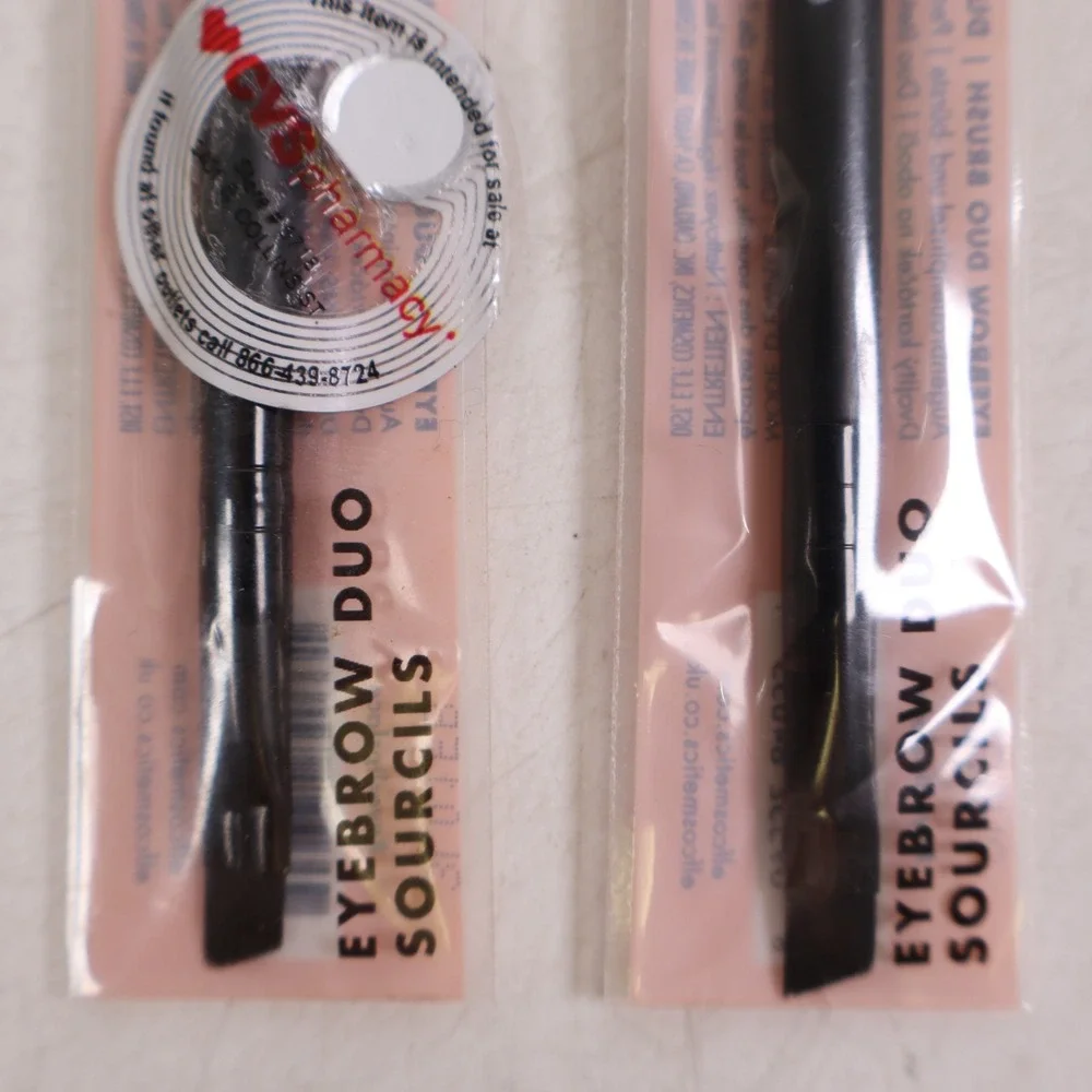 2 PACK e.l.f. Eyebrow Duo Brush: Paraben-Free, Vegan, Nylon Bristles, For Cream